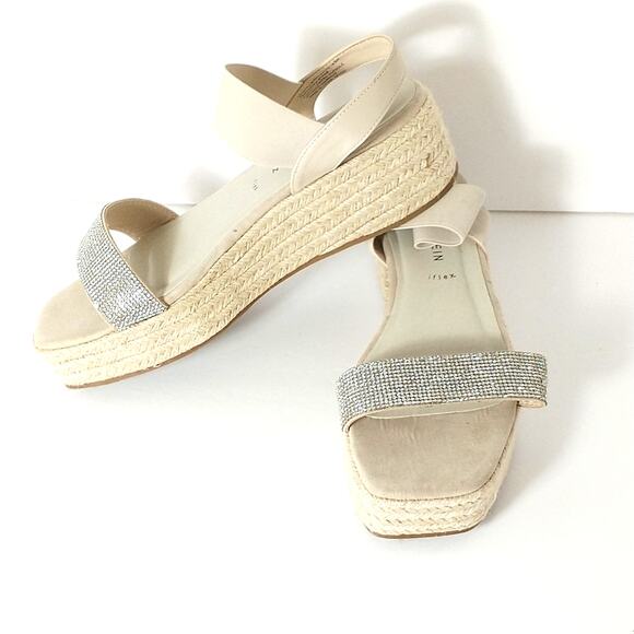 Anne Klein Natalia Sandals Women's Size 9.5M Espadrill Rhinestone Strappy - Picture 7 of 10